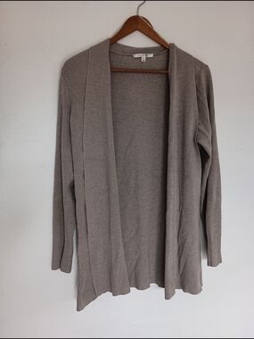 Cyrus Open-Front Taupe Cardigan